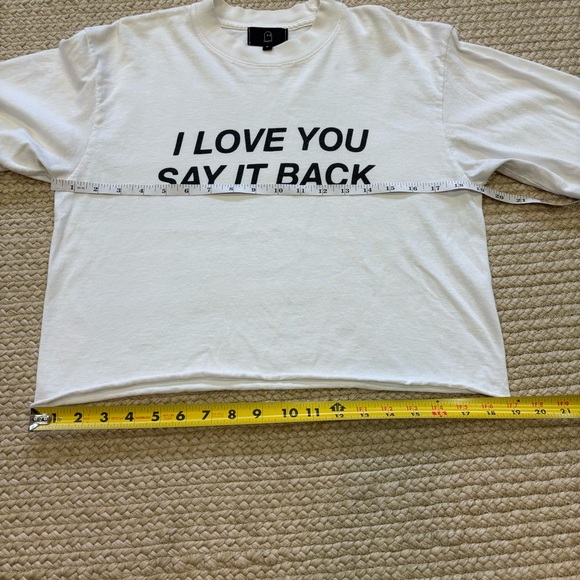 Ghost “I LOVE YOU SAY IT BACK” Cropped Long Sleeve Tee | Small | White - Picture 6 of 7
